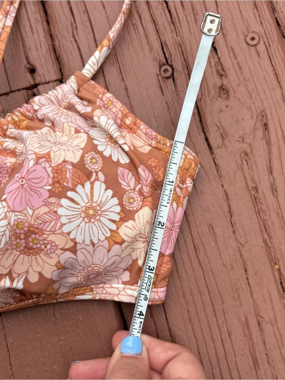 Xhilaration Floral Bikini Top in Orange, Pink, White, Tan Size L